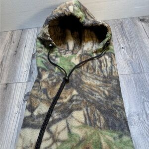 Vintage Polar Made In The USA Hood Fleece Camoflauge Drawstring Headwear Warm